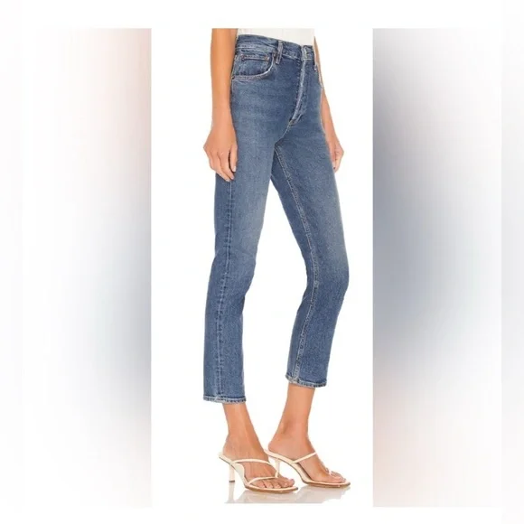 Agolde Riley High Rise Straight leg Crop Jean in Transfer, barely worn. - Picture 2 of 6